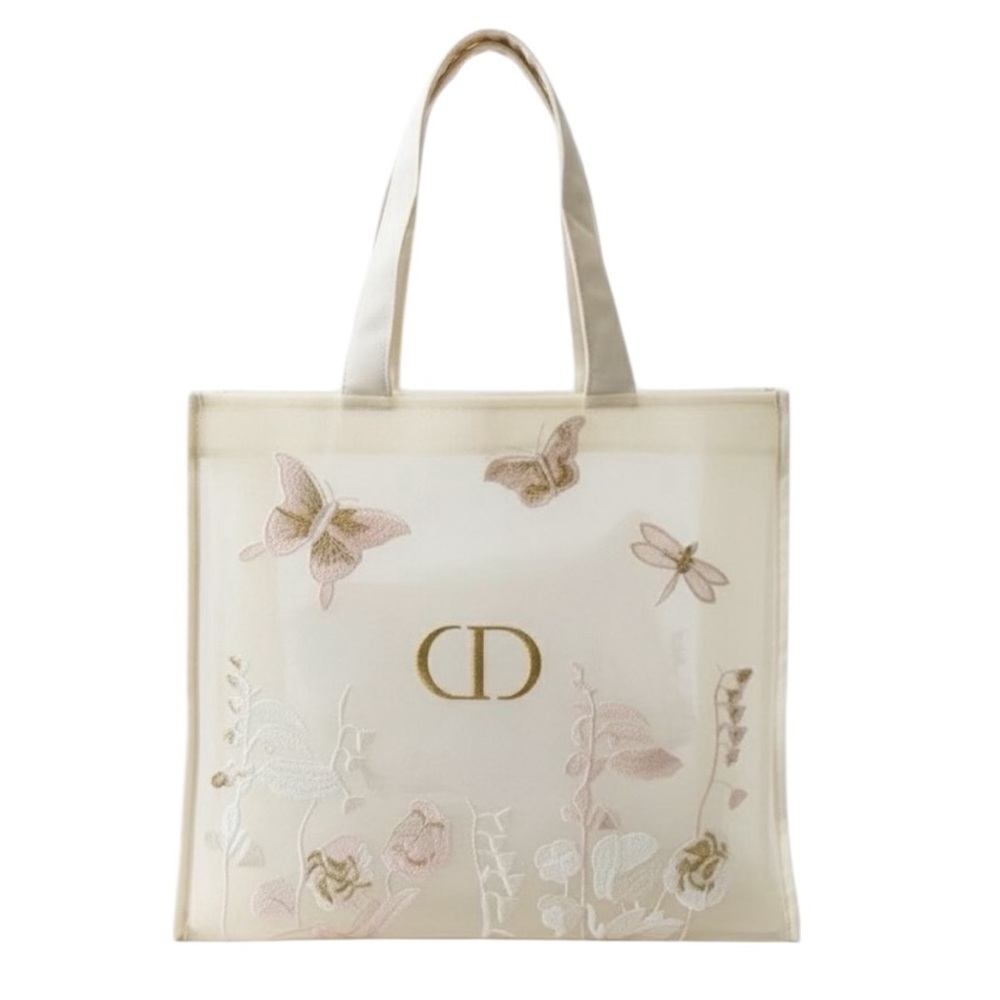 Dior Mesh Embroidered Butterfly Flower Tote Bag GWP